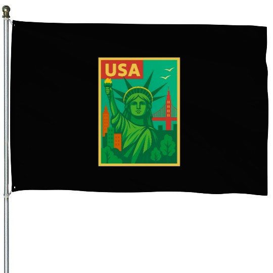Iconic Statue of Liberty Urban Artwork  House Flags
