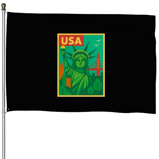 Iconic Statue of Liberty Urban Artwork  House Flags
