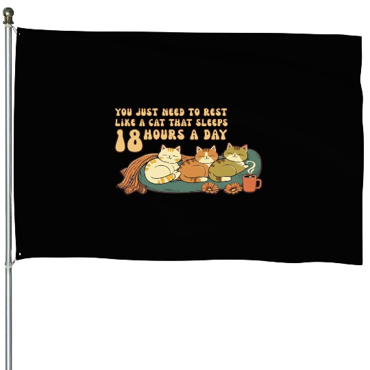 Relaxing Cat Nap Quote Design House Flags