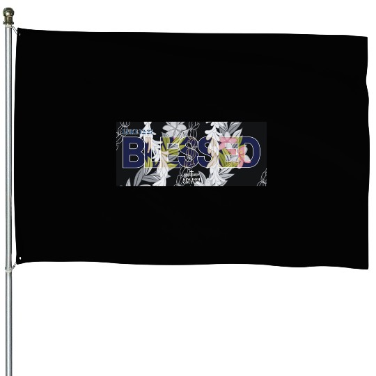 Blessed Hawaiian Maile Pikake Plumeria House Flags