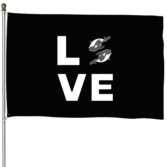 Love Orca Lover Killer Kids Boys Girls Men Women House Flags