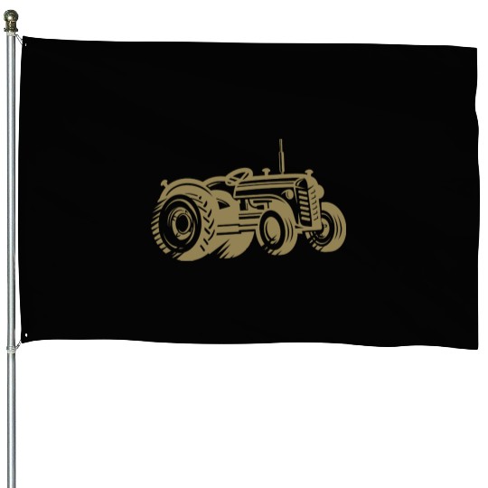Tractor Silhouette Farmer Agriculture House Flags