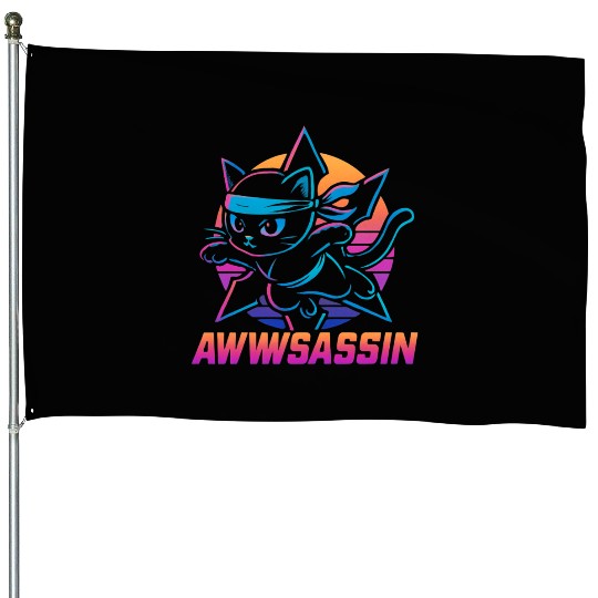Ninja Cat Awwssassin Adventure House Flags