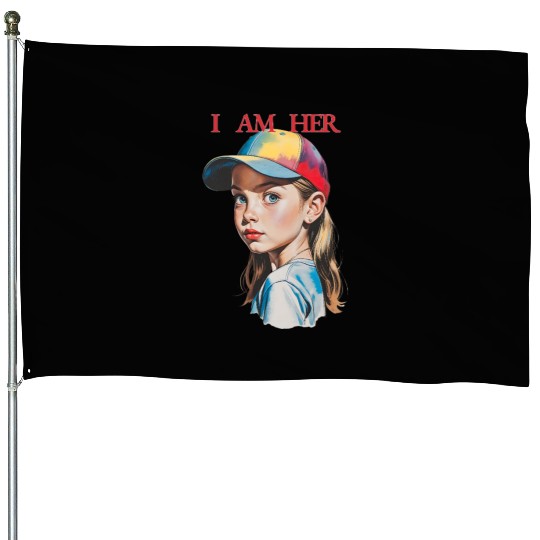 Women Empowerment Courageous Girl House Flags