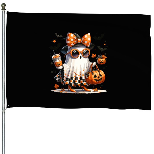 Ghost Girl Bow Coquette Halloween Women Kids Ghost House Flags