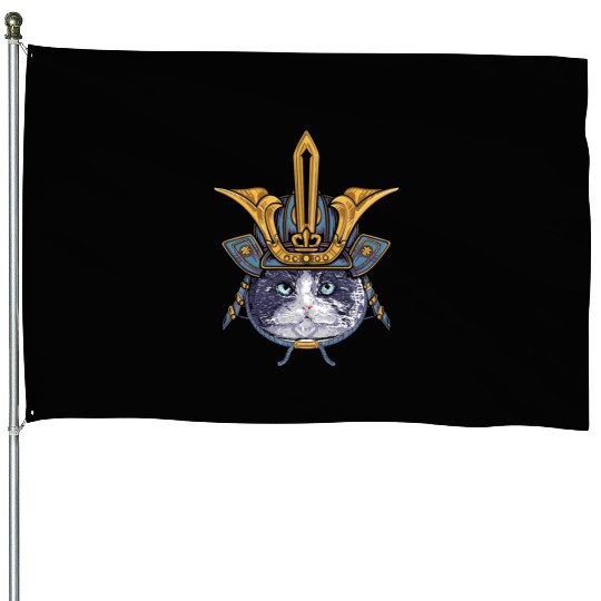 Samurai Cat Warrior House Flags