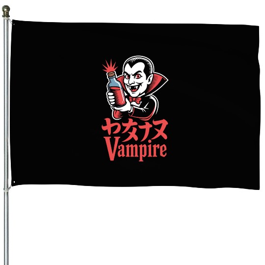 Vampire Cartoon Character with Potion House Flags