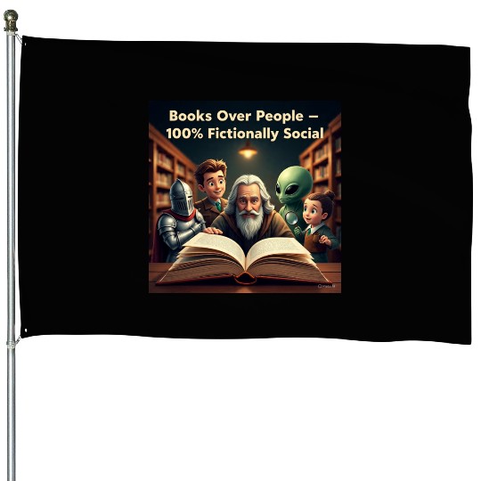 Fictional Alien and Wizard Book Lovers House Flags