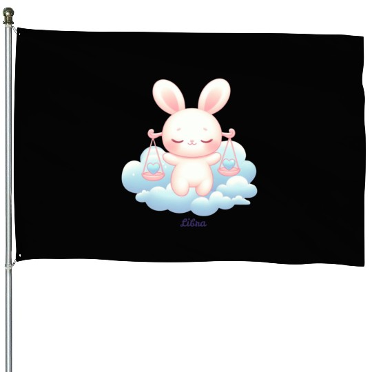 Sweet Bunny Libra Illustration House Flags