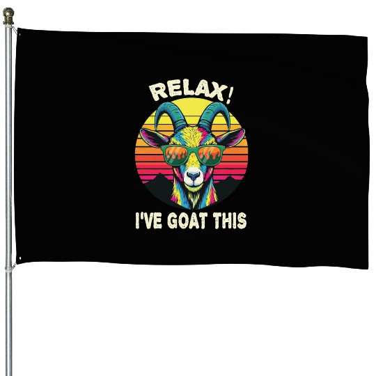 Relaxed Goat with Sunglasses Graphic House Flags