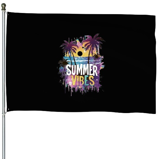 Tropical Sunset Summer Vibes Design House Flags