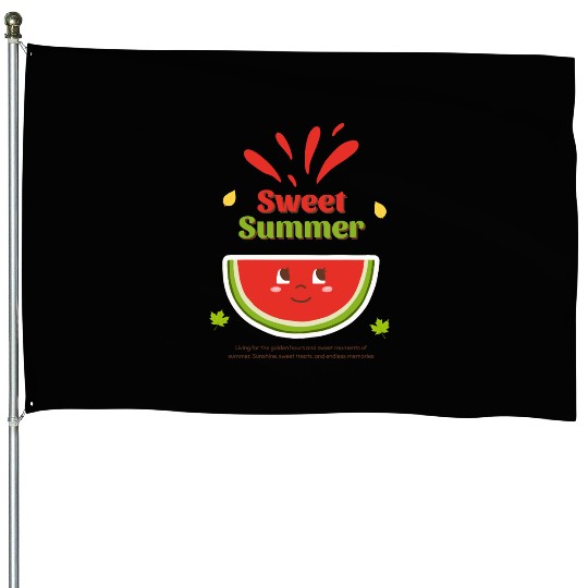 Cute Watermelon Summer Joy Design House Flags