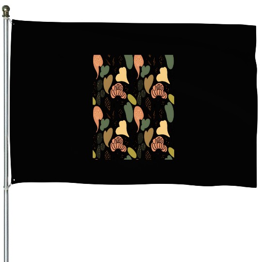 Rustic Botanical Floral Pattern House Flags