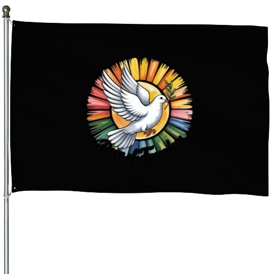 Peaceful Dove with Olive Branch Design House Flags