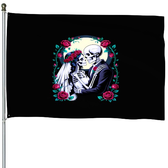 Bride and Groom Eternal Love Romantic Wedding House Flags