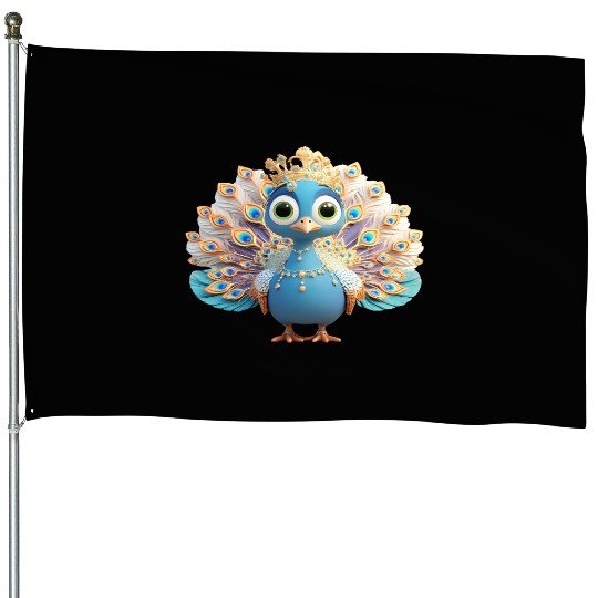 Regal Peacock Fantasy Character House Flags