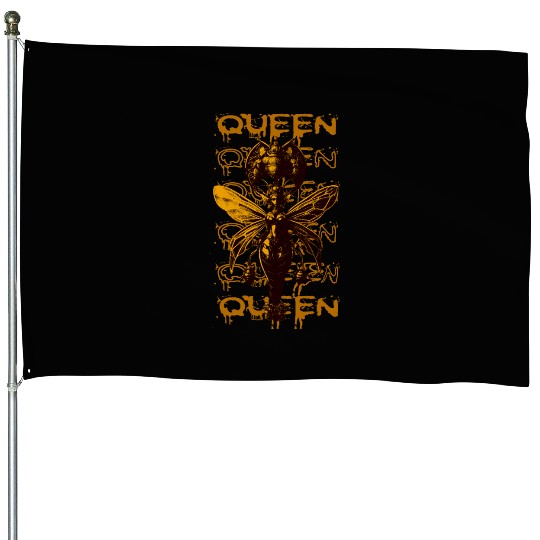 Queen Bee Warrior – Dark Fantasy Insect Art House Flags