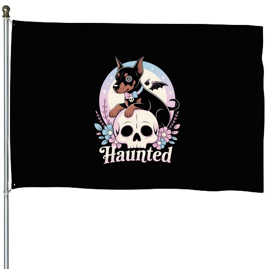 Haunted Doberman Puppy – Spooky Cute Gothic Dog House Flags
