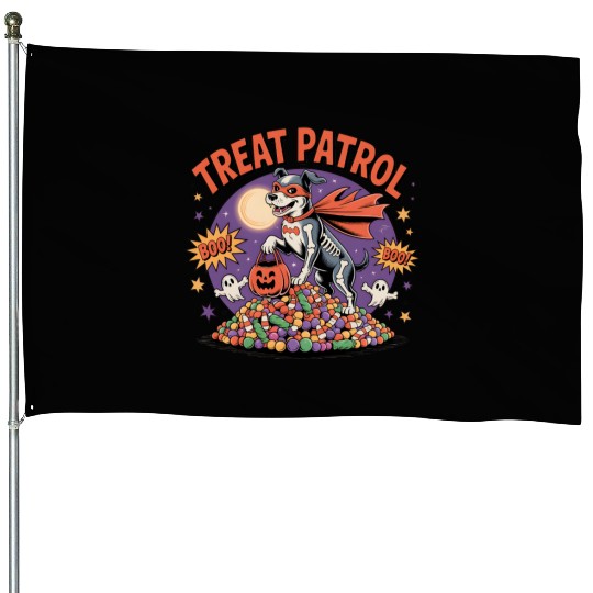 Halloween Trick or Treat Puppy Design House Flags