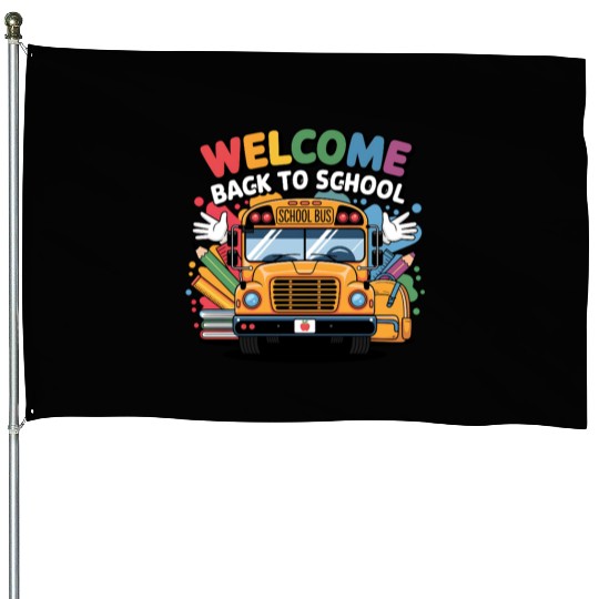 Welcome Back to School School Bus House Flags