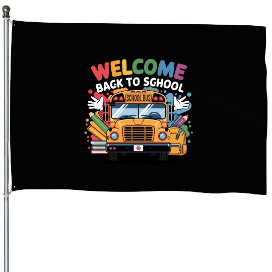 Welcome Back to School School Bus House Flags