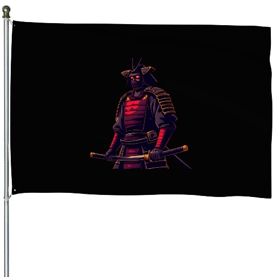 Dark Samurai Warrior Illustration House Flags