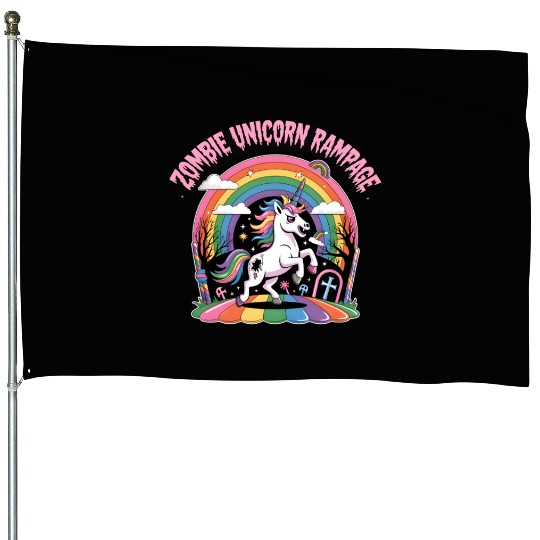 Magical Unicorn Rainbow Dream Scene House Flags