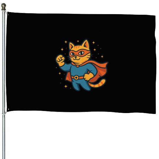 Martial Arts Cat Superhero Design House Flags