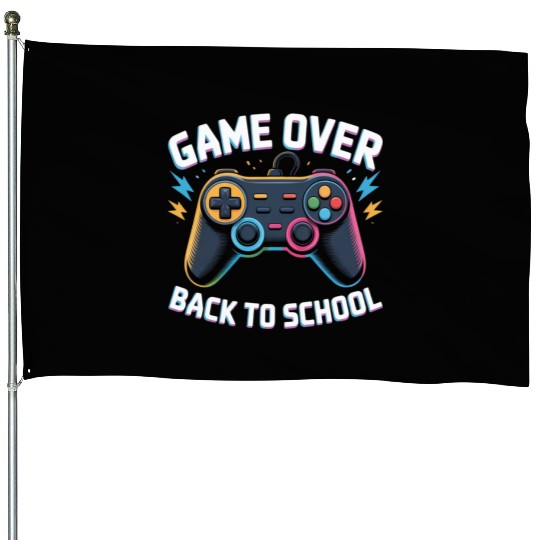 Game Over Back to School – Funny Gamer Design House Flags