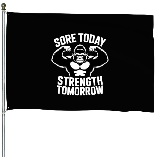 Funny Gym Monkey Fitness Design House Flags
