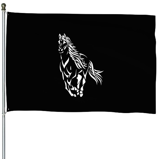 Dynamic Running Horse Silhouette House Flags
