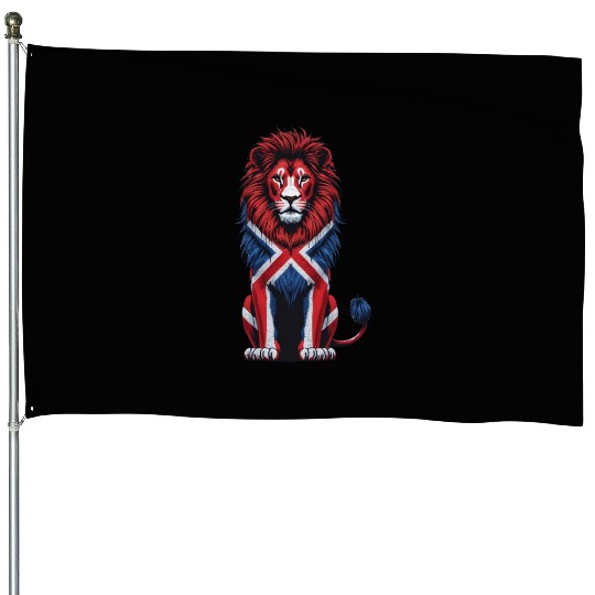 British Lion with Union Jack Flag Bold Art Design House Flags