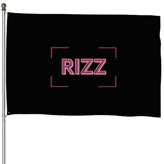 Neon RIZZ Retro Typography Design House Flags