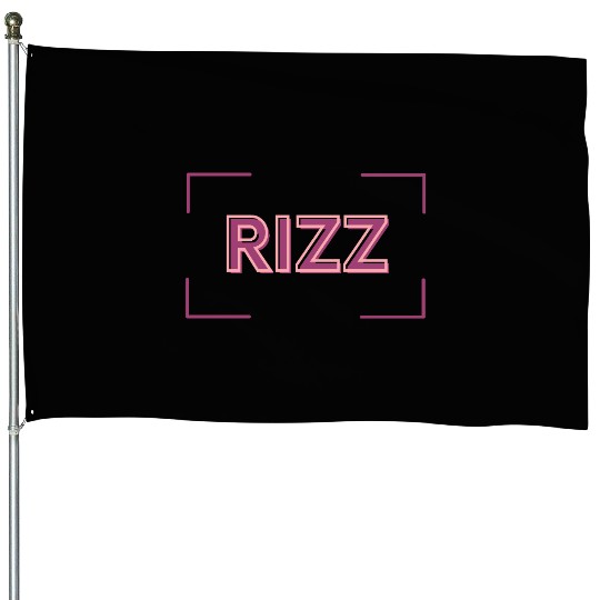 Neon RIZZ Retro Typography Design House Flags