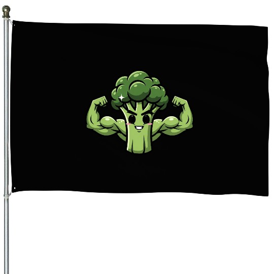 Muscular Broccoli House Flags