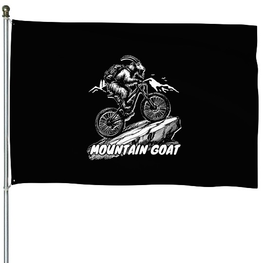 Mountain Goat on Bike House Flags