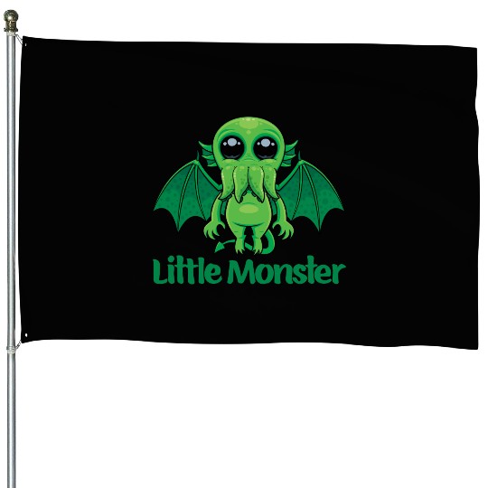 Little Monster Cthulhu Cute Creepy Mythical Buddy House Flags