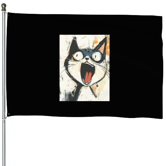 Funny Screaming Cat – Meme Expression House Flags