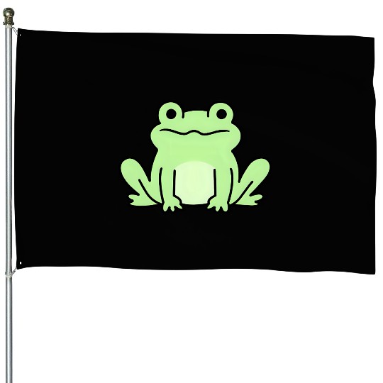 Lime Green Cartoon Frog Design House Flags