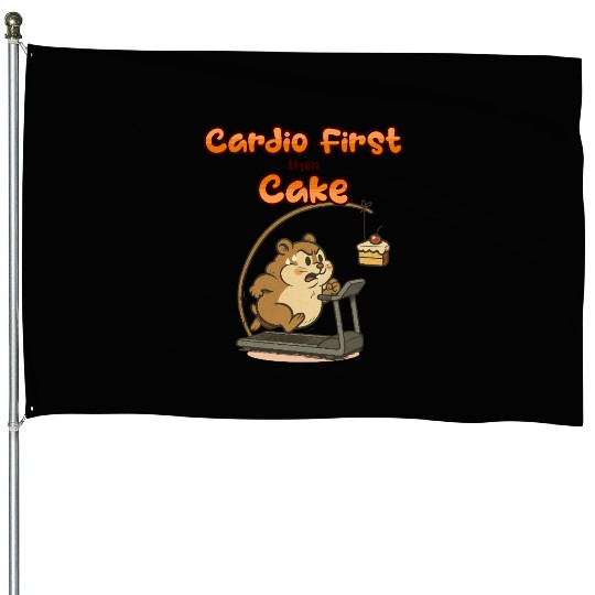Chubby Hamster Running House Flags