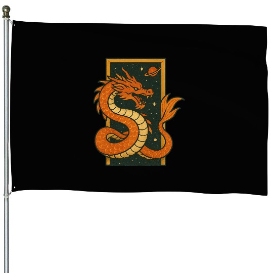 Celestial Dragon Illustration House Flags