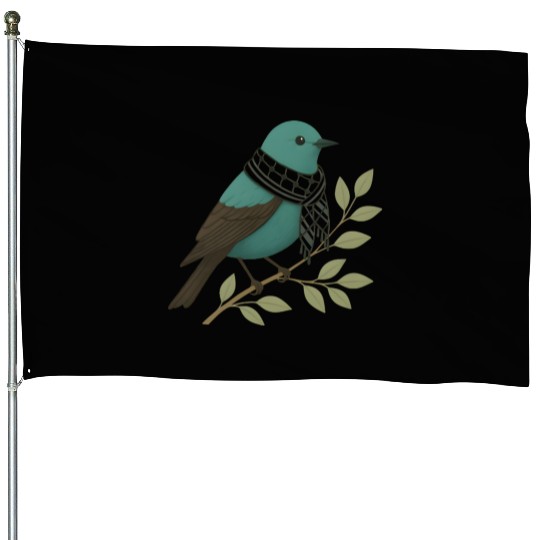 Palestine Sunbird with Keffiyeh and Olive Branch House Flags