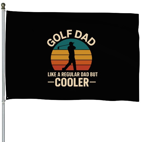 Golf Dad Sunset Silhouette Design House Flags