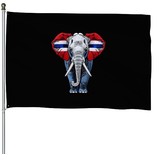 Thailand Elephant Red White Blue National Flag Cul House Flags