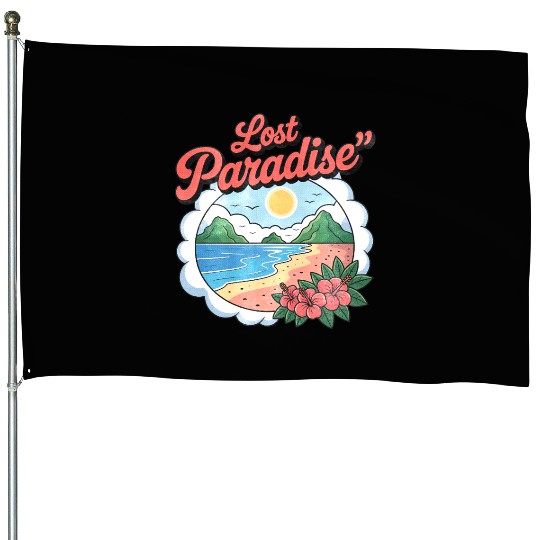 Lost Paradise Tropical Scene House Flags