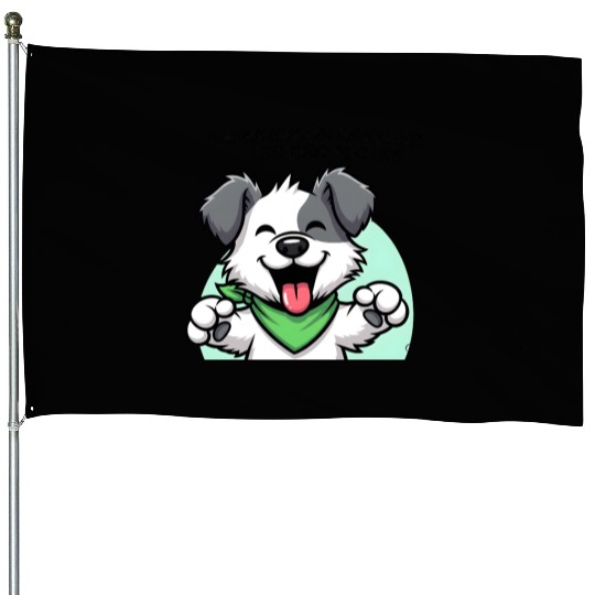Joyful Dog Cartoon Design House Flags
