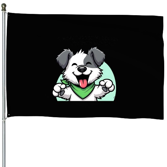 Joyful Dog Cartoon Design House Flags