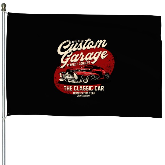Vintage Classic Car Garage House Flags