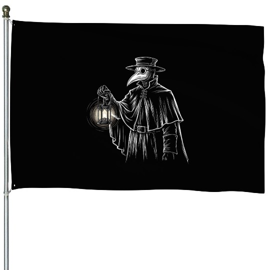 Dark Medieval Plague Doctor Illustration House Flags