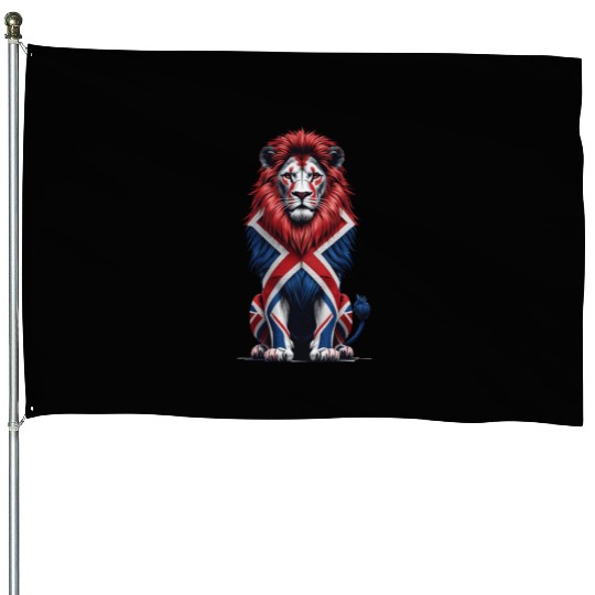 Regal Lion with Union Jack Mane House Flags